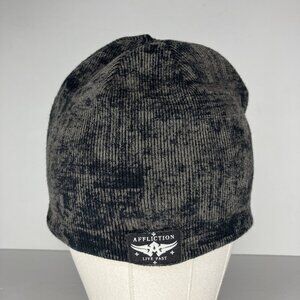 Vintage Affliction Beanie Hat Reversible Graphic Eagle Wings Knit Grunge Y2K